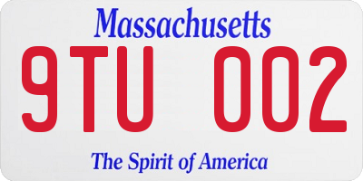 MA license plate 9TU002