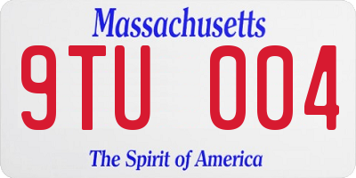 MA license plate 9TU004