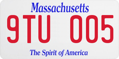 MA license plate 9TU005