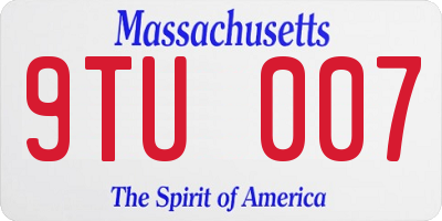 MA license plate 9TU007