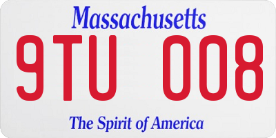 MA license plate 9TU008