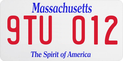 MA license plate 9TU012