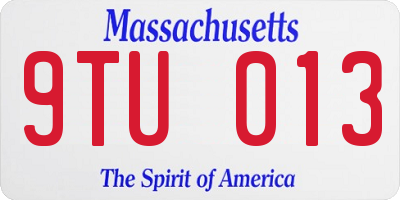 MA license plate 9TU013