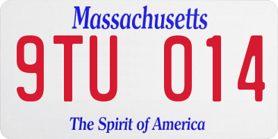 MA license plate 9TU014