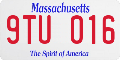 MA license plate 9TU016