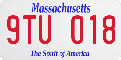 MA license plate 9TU018