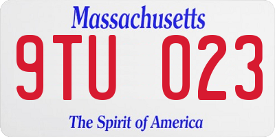 MA license plate 9TU023