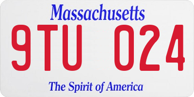 MA license plate 9TU024