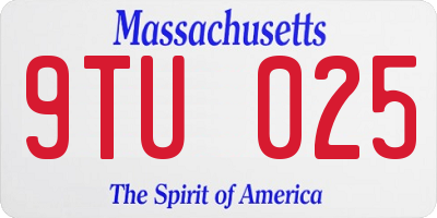 MA license plate 9TU025