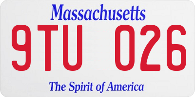 MA license plate 9TU026