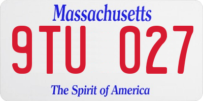 MA license plate 9TU027