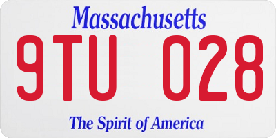 MA license plate 9TU028