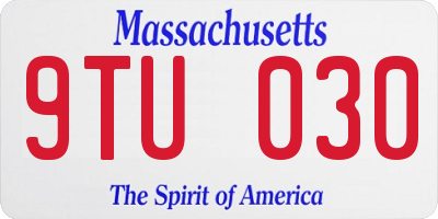 MA license plate 9TU030