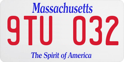 MA license plate 9TU032