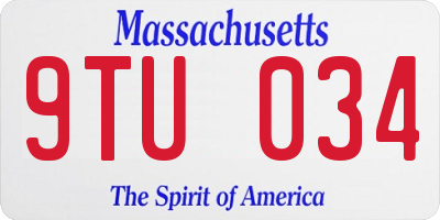 MA license plate 9TU034