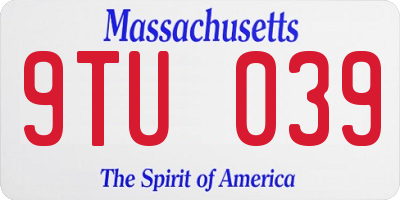 MA license plate 9TU039