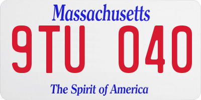 MA license plate 9TU040