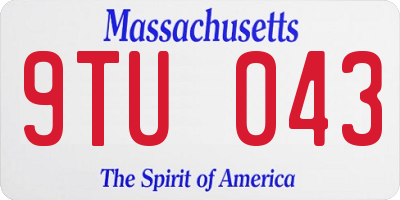 MA license plate 9TU043