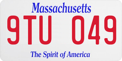 MA license plate 9TU049