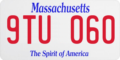 MA license plate 9TU060