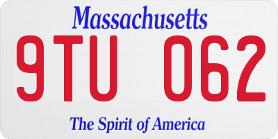 MA license plate 9TU062