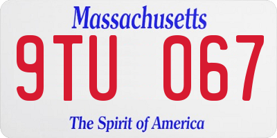 MA license plate 9TU067