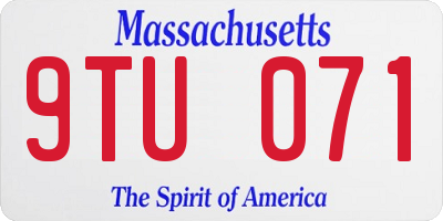 MA license plate 9TU071