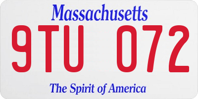 MA license plate 9TU072