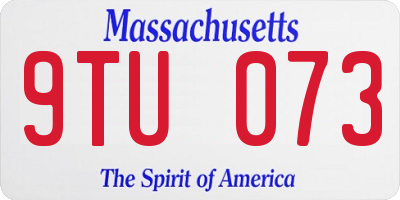 MA license plate 9TU073