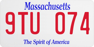 MA license plate 9TU074