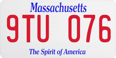 MA license plate 9TU076
