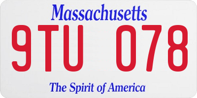 MA license plate 9TU078