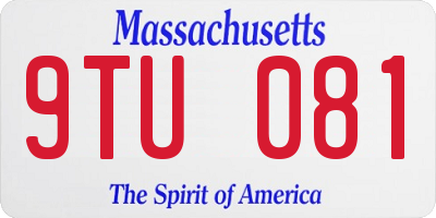 MA license plate 9TU081