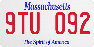 MA license plate 9TU092