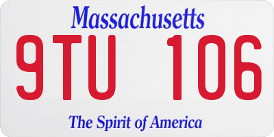 MA license plate 9TU106