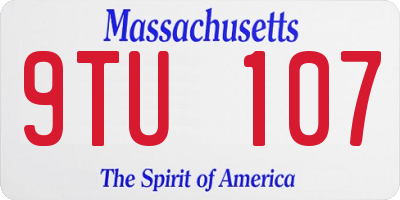 MA license plate 9TU107