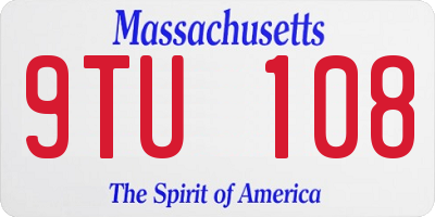 MA license plate 9TU108