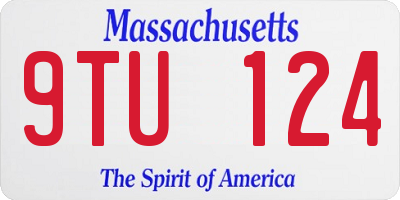 MA license plate 9TU124