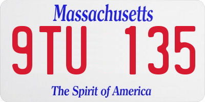 MA license plate 9TU135