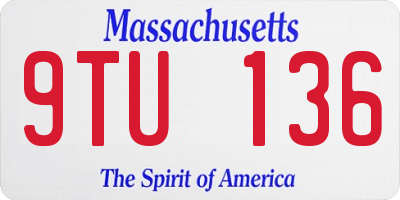 MA license plate 9TU136