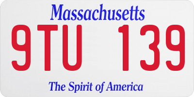 MA license plate 9TU139