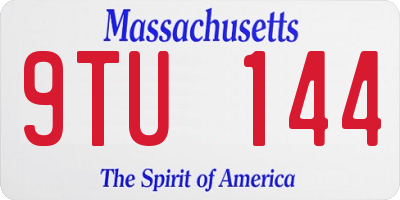MA license plate 9TU144