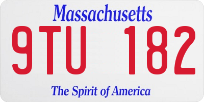 MA license plate 9TU182