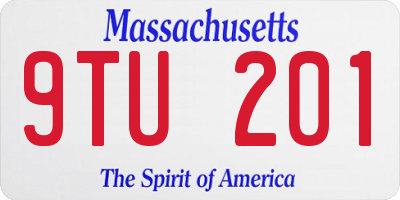 MA license plate 9TU201