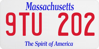 MA license plate 9TU202