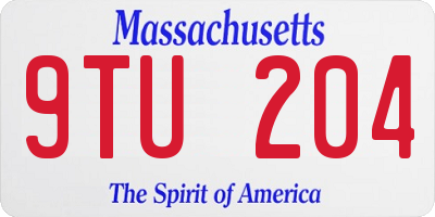 MA license plate 9TU204