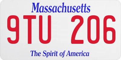 MA license plate 9TU206
