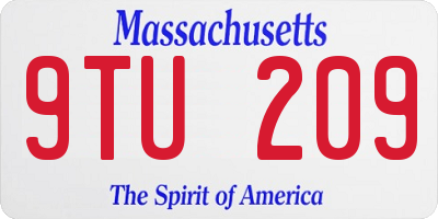 MA license plate 9TU209