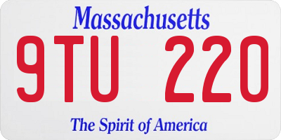 MA license plate 9TU220