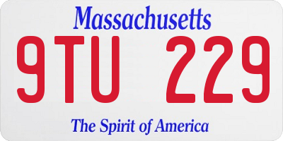 MA license plate 9TU229